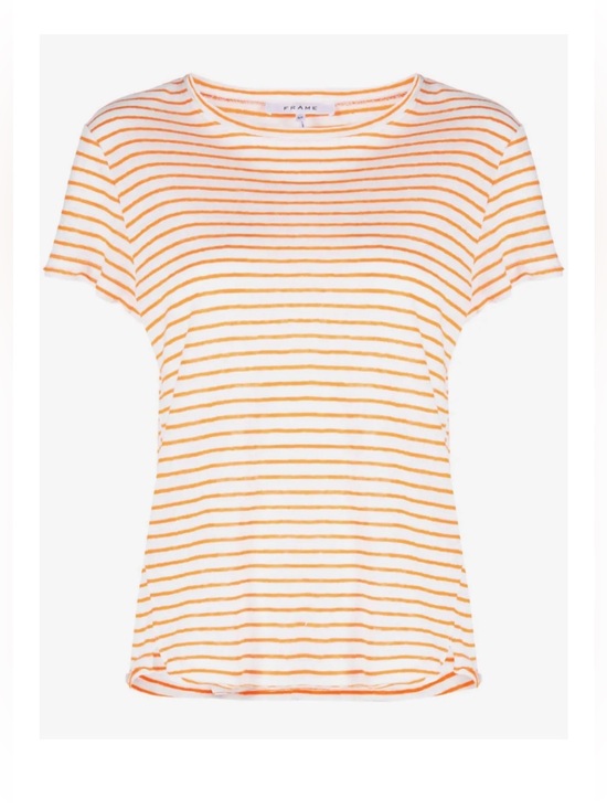 Frame Denim Tops - $248 FRAME Easy True Stripe 100% Organic Linen T-Shirt Tee Nectarine Multi S